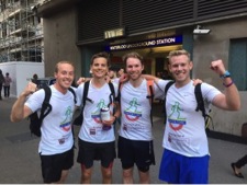 Four friends have run the entire 363-mile length of the London Underground system to raise nearly £3,000 for Alzheimer’s Research UK