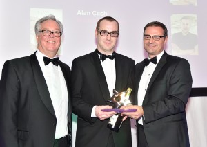 Image 1 - Perry Manor head chef Peter McGregor receiving his award at the Care UK RCS Stars Awards ceremony.