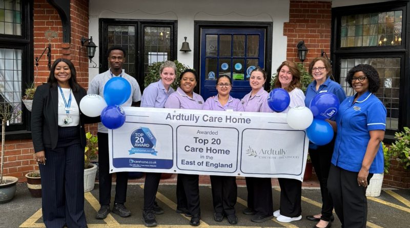 Ardtully Care Home in Ingatestone Recognised as One of the Top 20 Rated Care Homes in the East of England