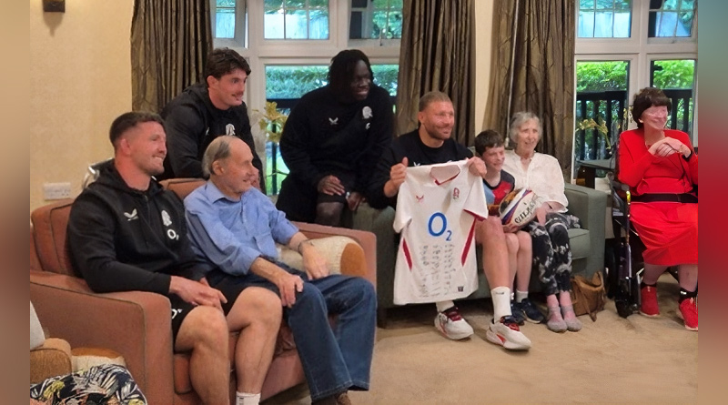England Rugby Team Visits Bagshot Gardens Care Home for Unforgettable Afternoon with Residents
