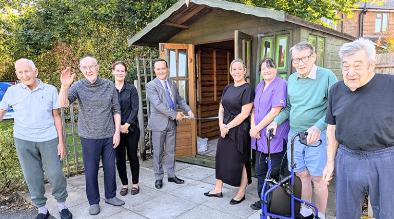 Hiv Ribbons Designs Mayor Cuts Ribbon at Bournemouth Care Home's New Men's Shed - The Carer